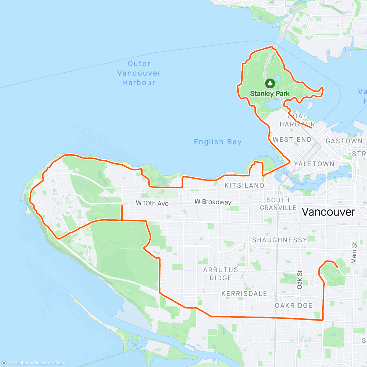 Mapa de la actividad (Vancouver Marathon)
