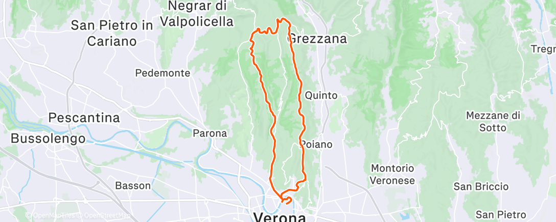 Map of the activity, Pedalata pomeridiana