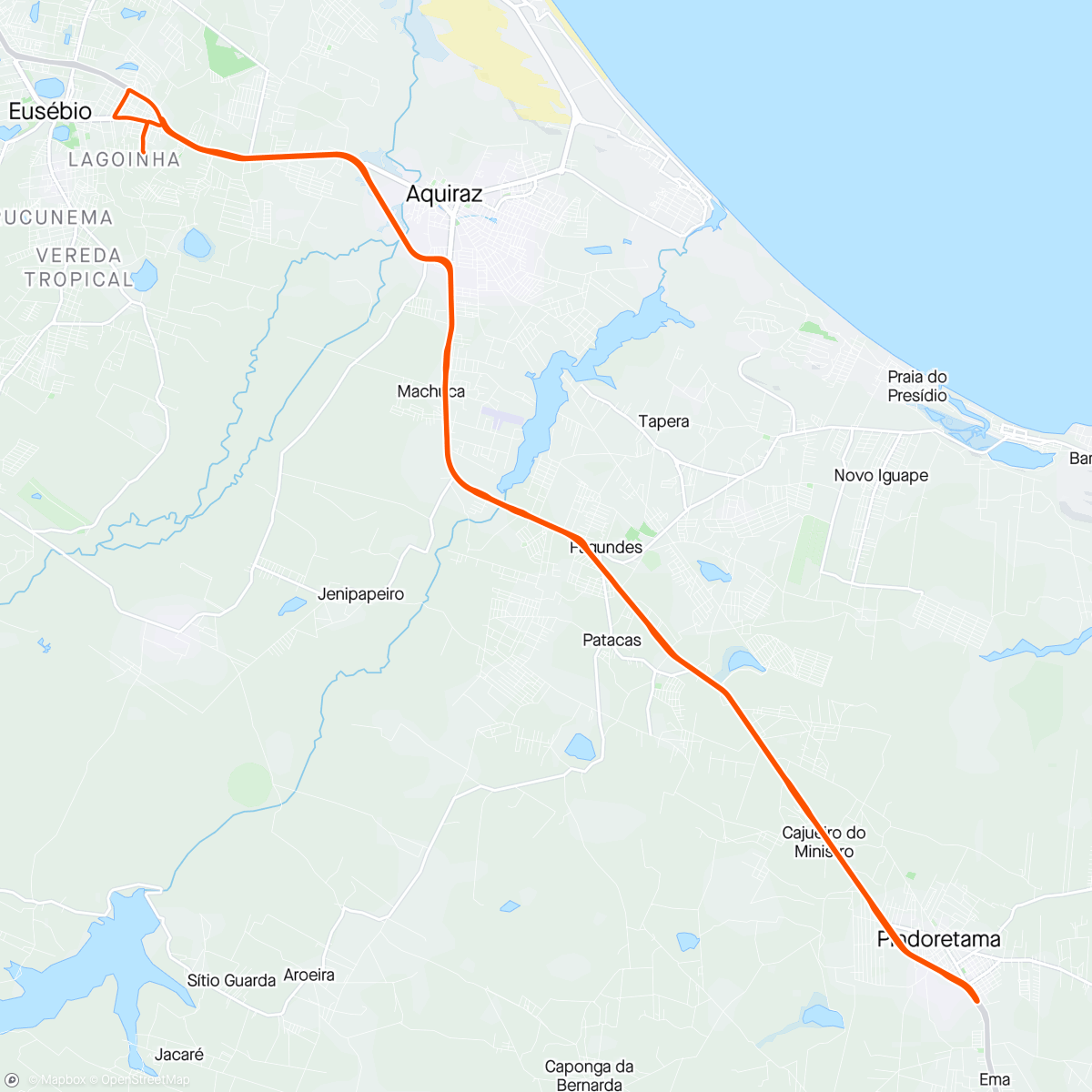 Map of the activity, Eusébio -> Pindoretama