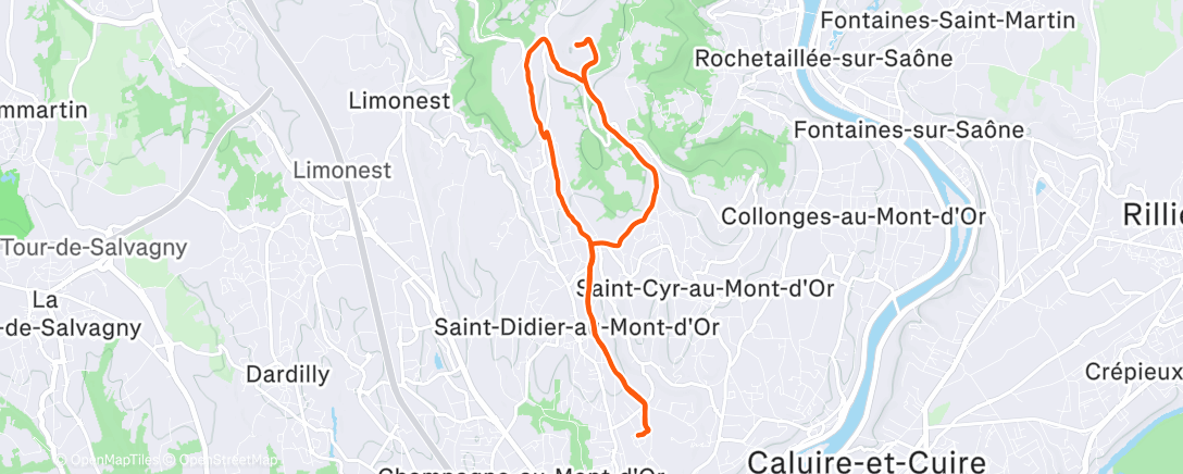 Map of the activity, Course à pied le midi