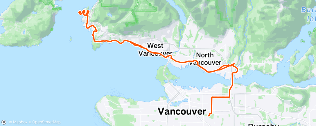 Map of the activity, Morning rainy HSB Ride