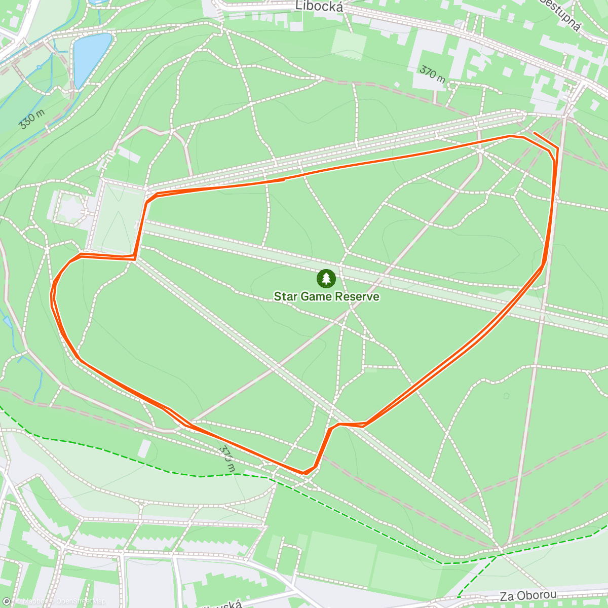 Map of the activity, Běh 17. listopadu