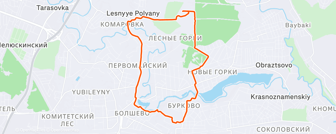 Map of the activity, Вечерний забег