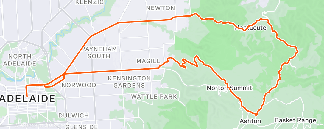 Map of the activity, Cycling