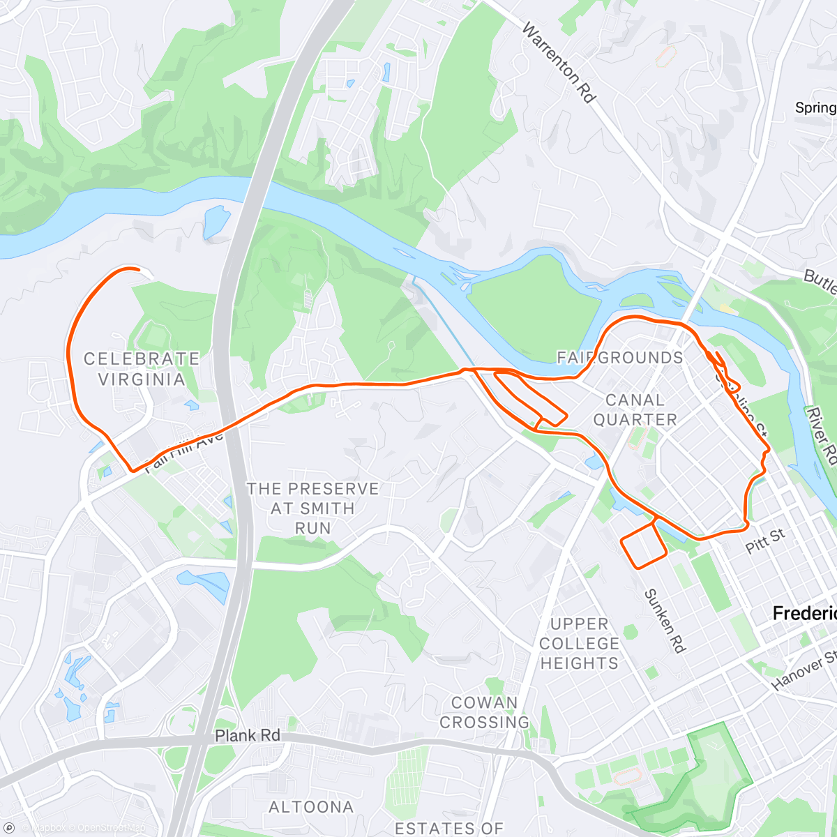 Map of the activity, Blue and Gray Half Marathon