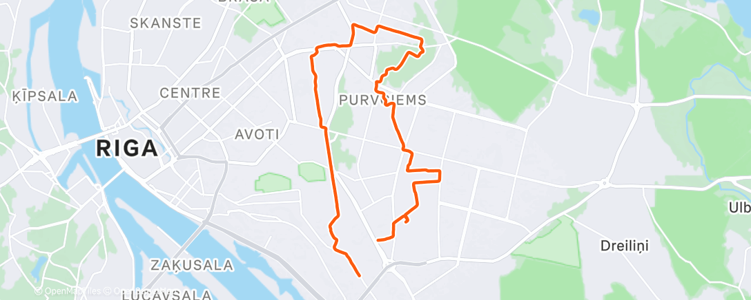 Map of the activity, Evening Run