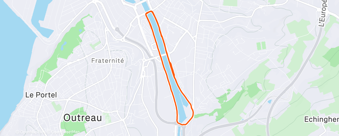 Map of the activity, Course à pied en soirée