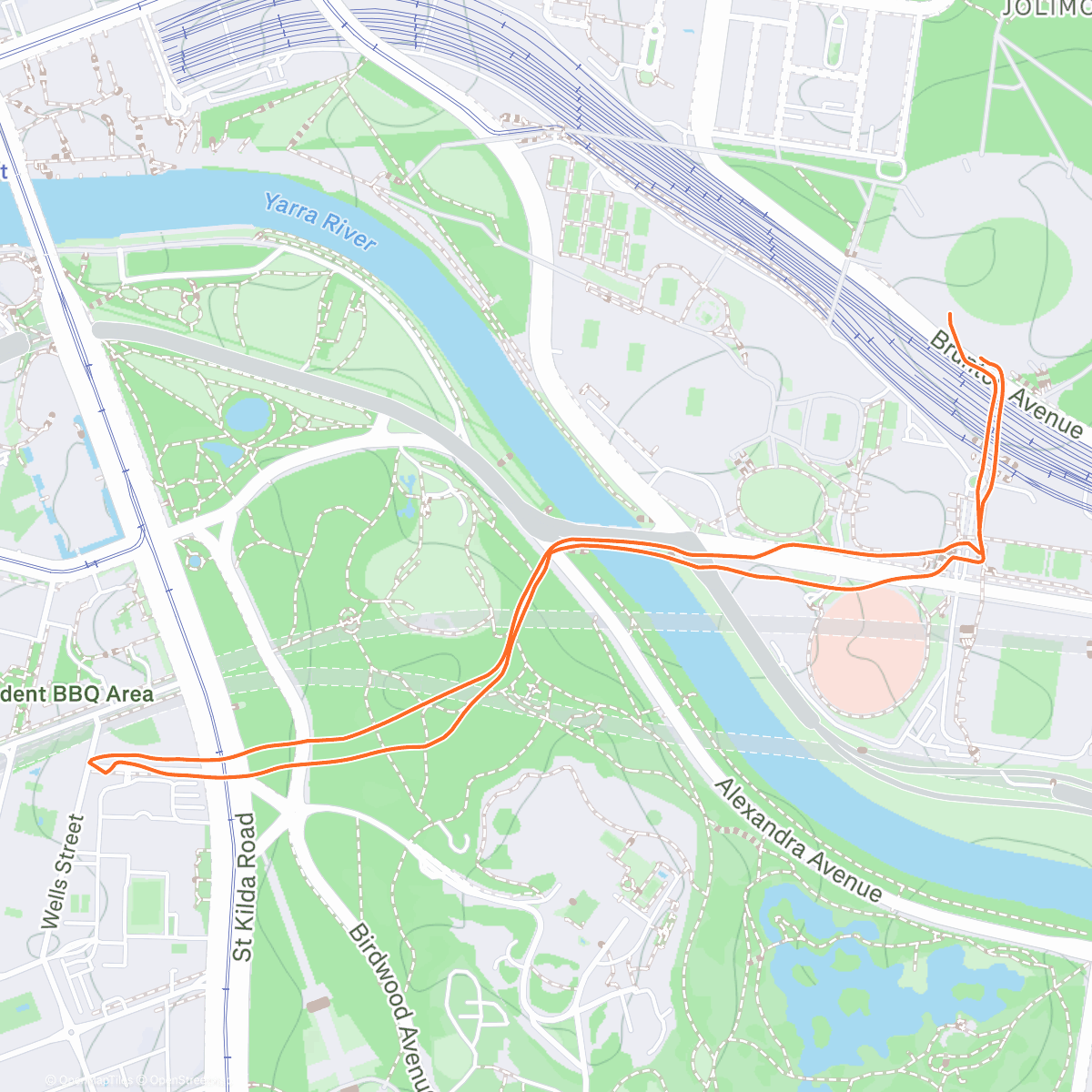 Map of the activity, Lunch Run - home then back to the G