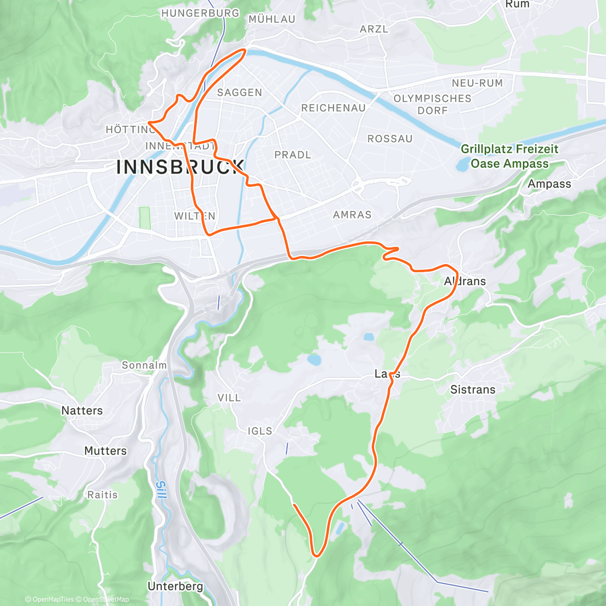 Map of the activity, Zwift - Innsbruck KOM After Party in Innsbruck