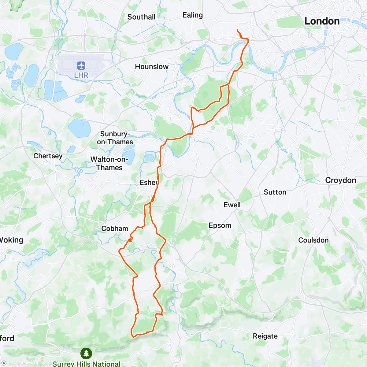 Map of the activity, Ranmore MTB loop
