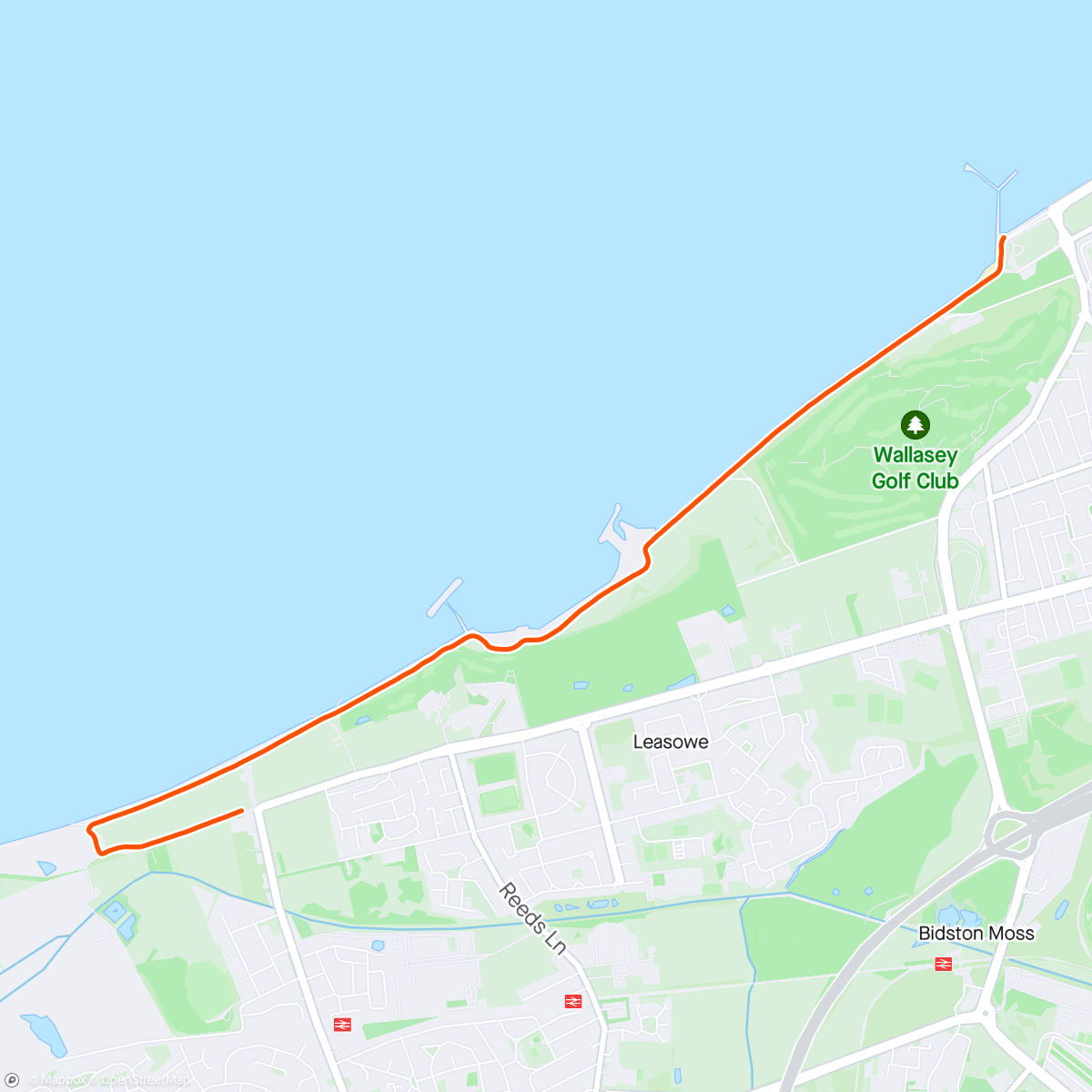 Map of the activity, Seaside 5k race. 5k PB