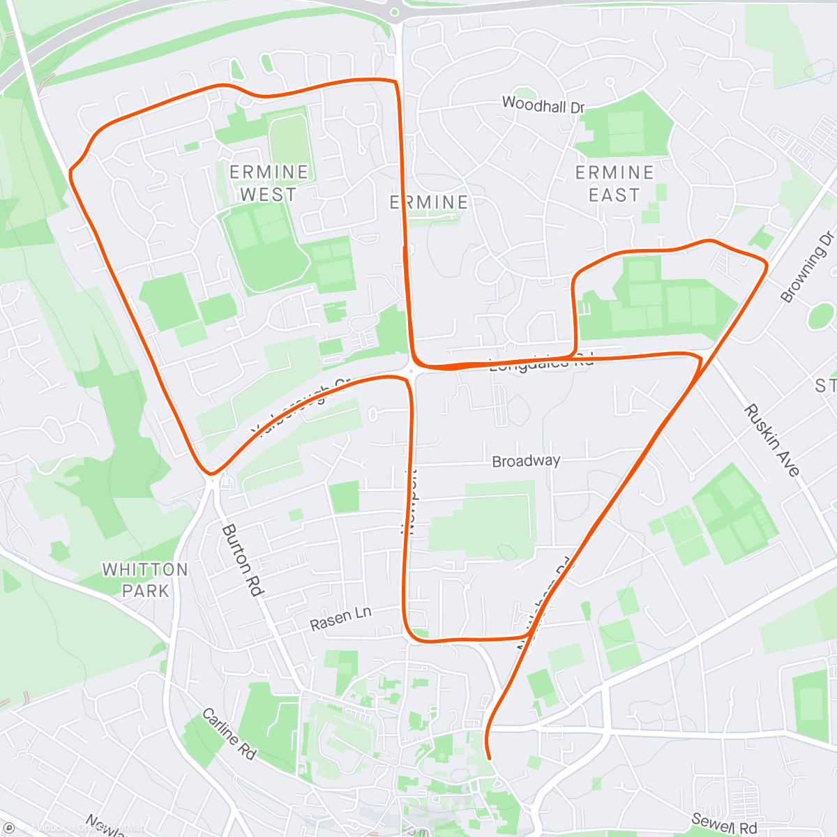 Map of the activity, Lincoln 10k