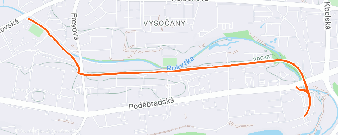 Map of the activity, Evening Run