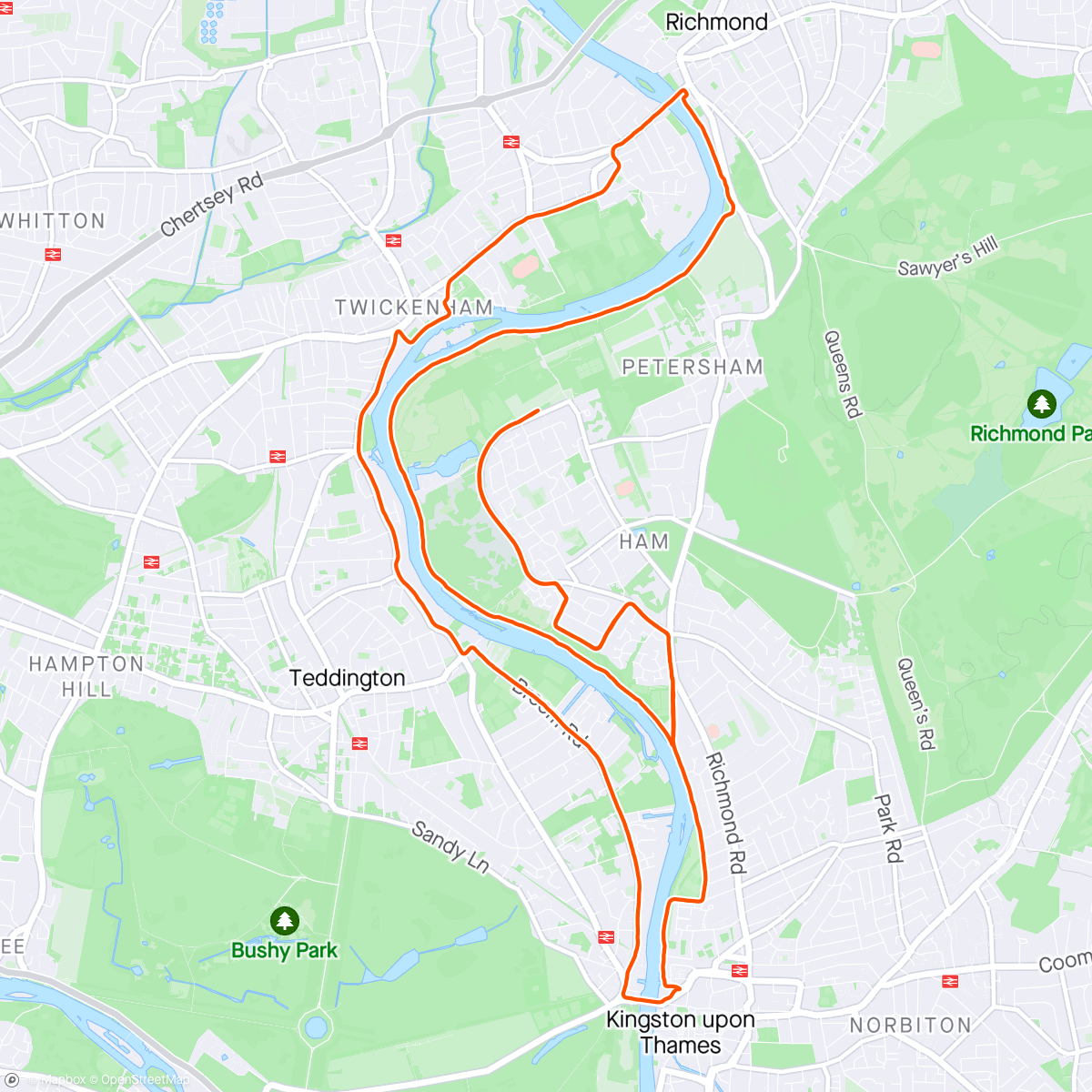 Map of the activity, Ranelagh Harriers Richmond Half Marathon recce