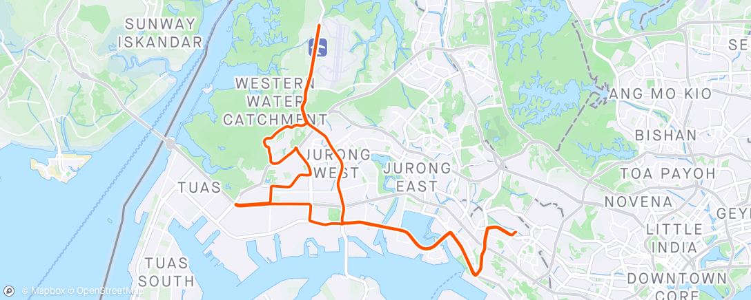 Map of the activity, WCR2422 Wed - 48KM Tuas Roundabout/NTU/LCK