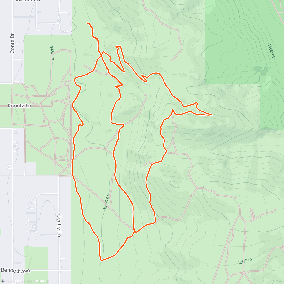 Map of the activity, Afternoon mtb prison hill w kids