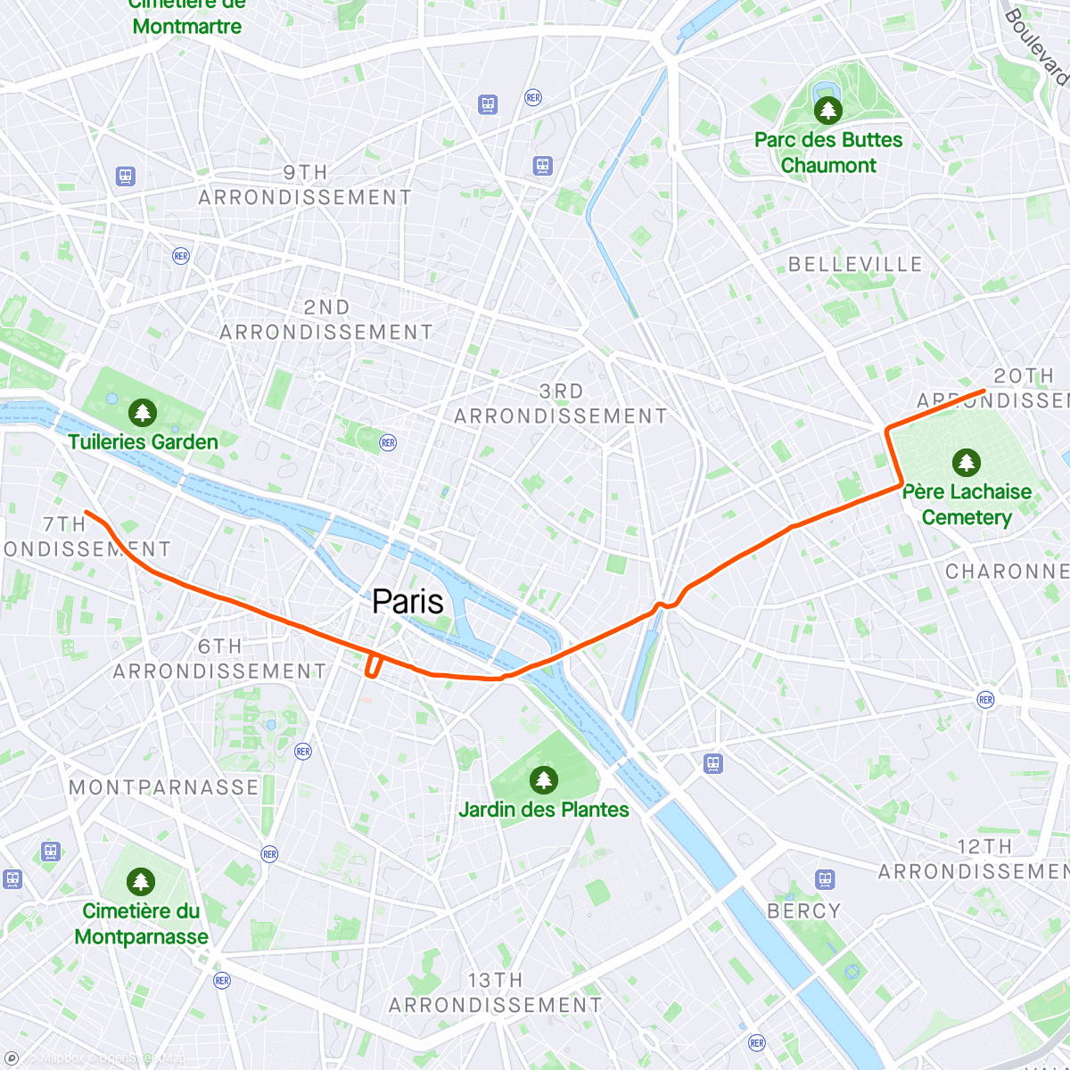 Map of the activity, One less car ♾️ un Paris au calme
