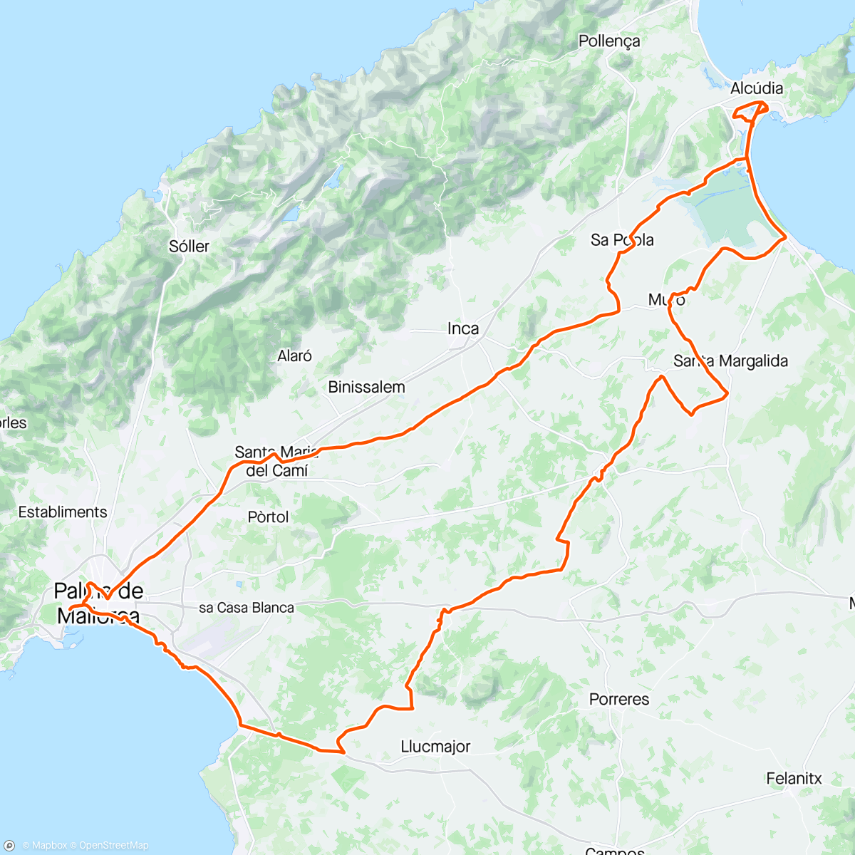 Mapa da atividade, Palma og rundtomkring