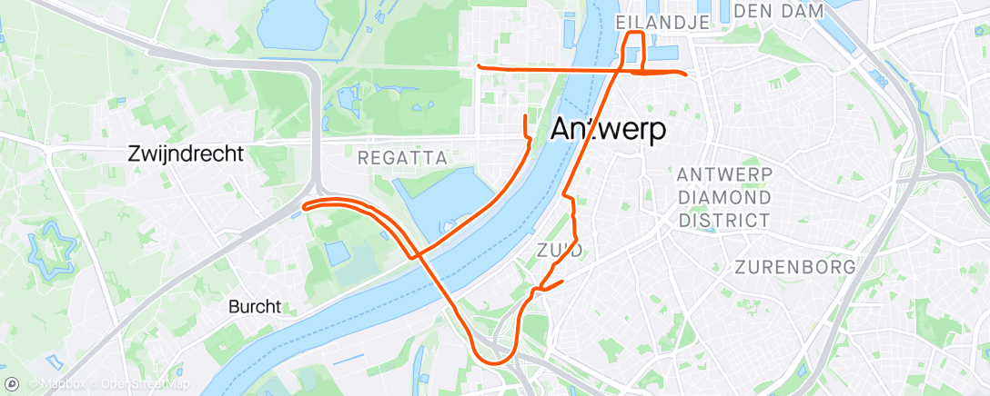 Map of the activity, 10 miles Antwerp met Loïs 💪🏼