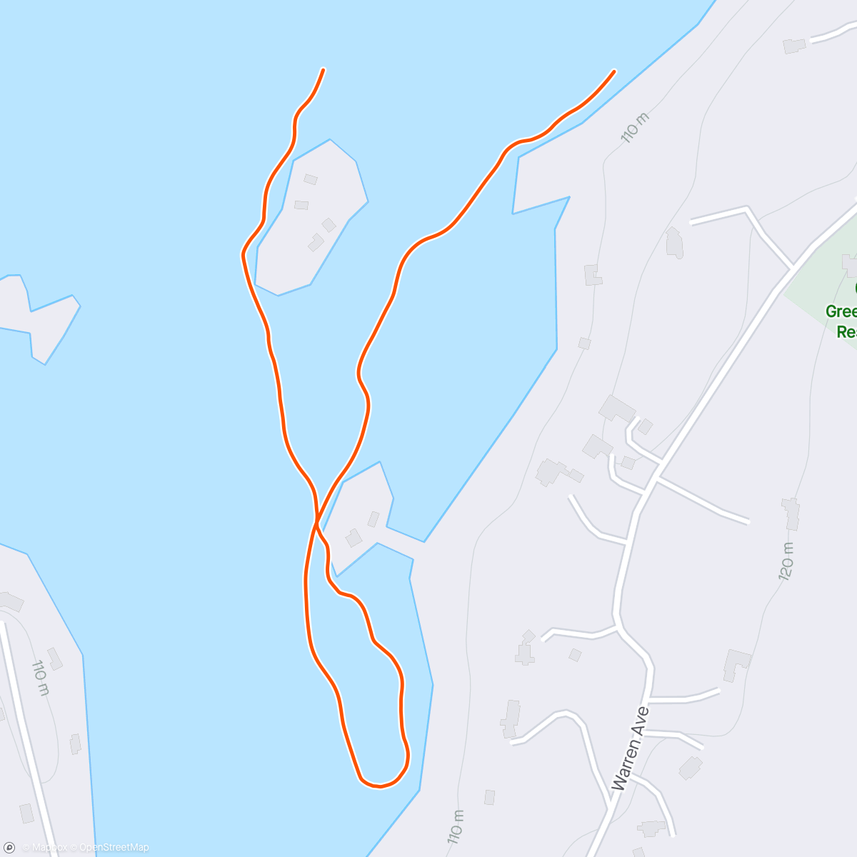 Mapa da atividade, Evening Kayaking