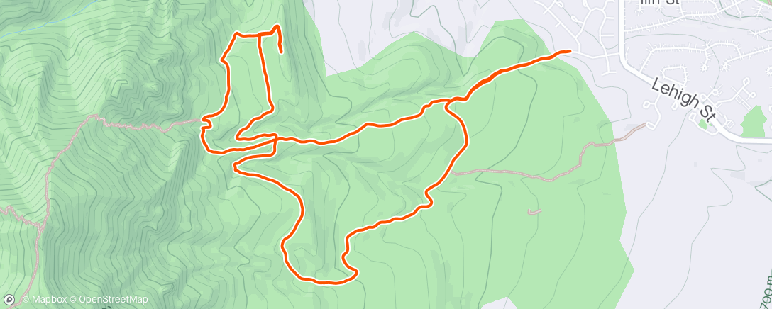 Map of the activity, Afternoon trail running exercise