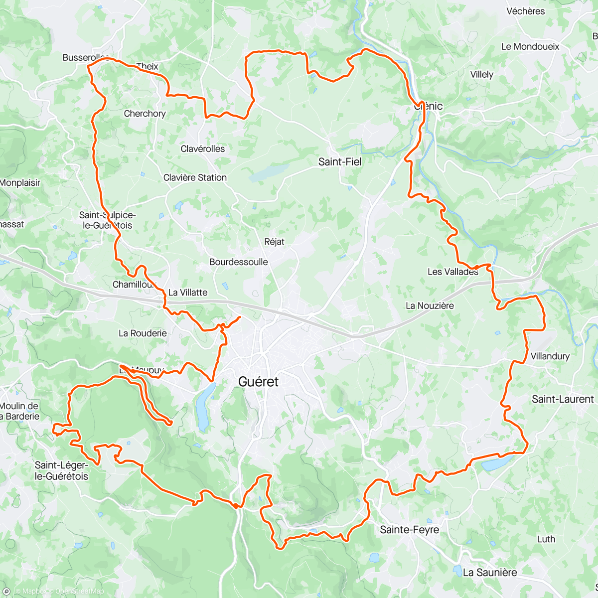 Mapa da atividade, Tour de Guéret
