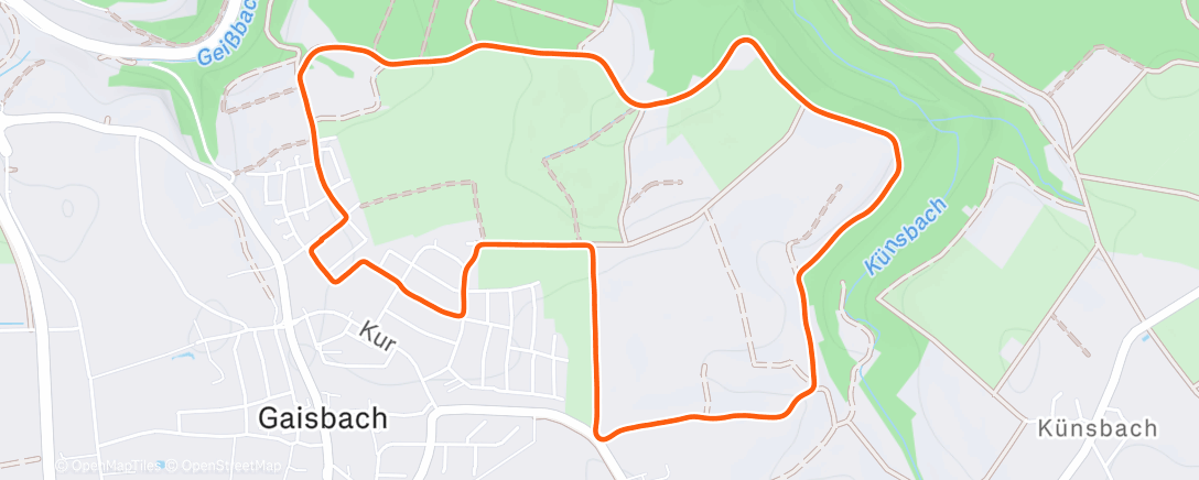 Map of the activity, Afternoon Run
