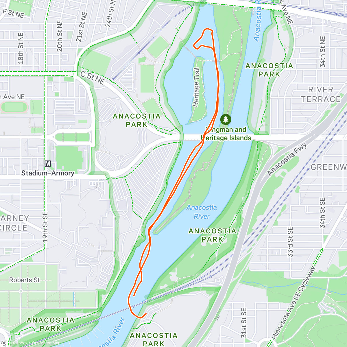 Map of the activity, Evening paddle