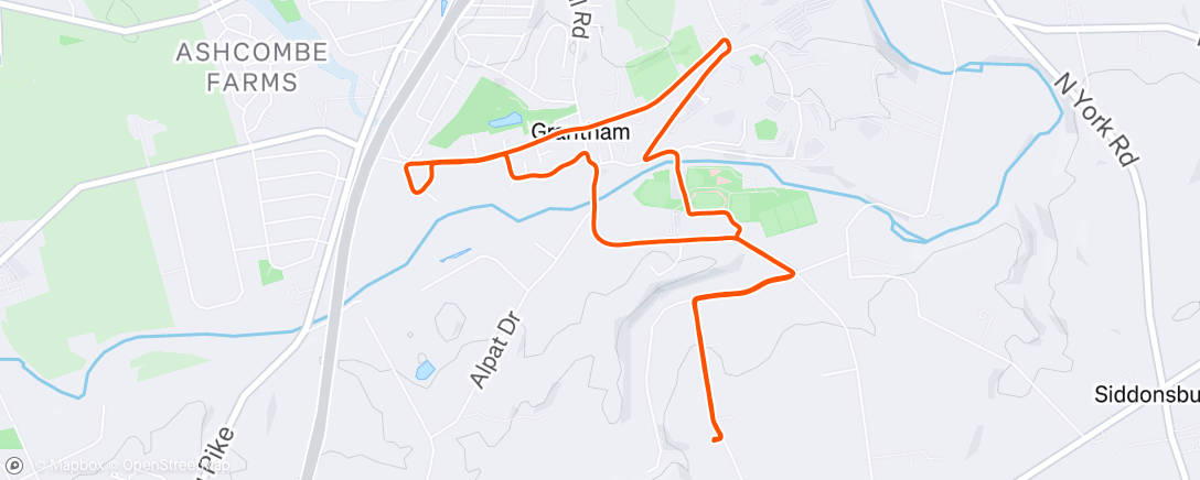 Map of the activity, Afternoon Run