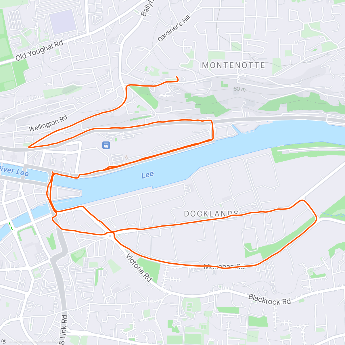 Map of the activity, Afternoon Run