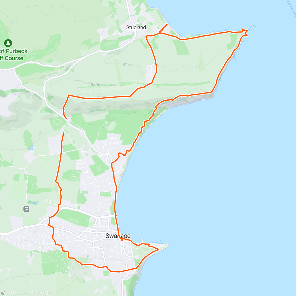 Mapa da atividade, Ulwell to Old Harry Rocks to Swanage to Ulwell