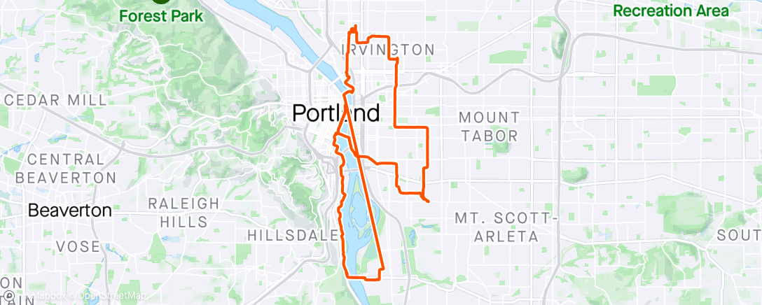 Map of the activity, Naked Hearts: PDX Goats and Cherry Blossoms and Crows ride.