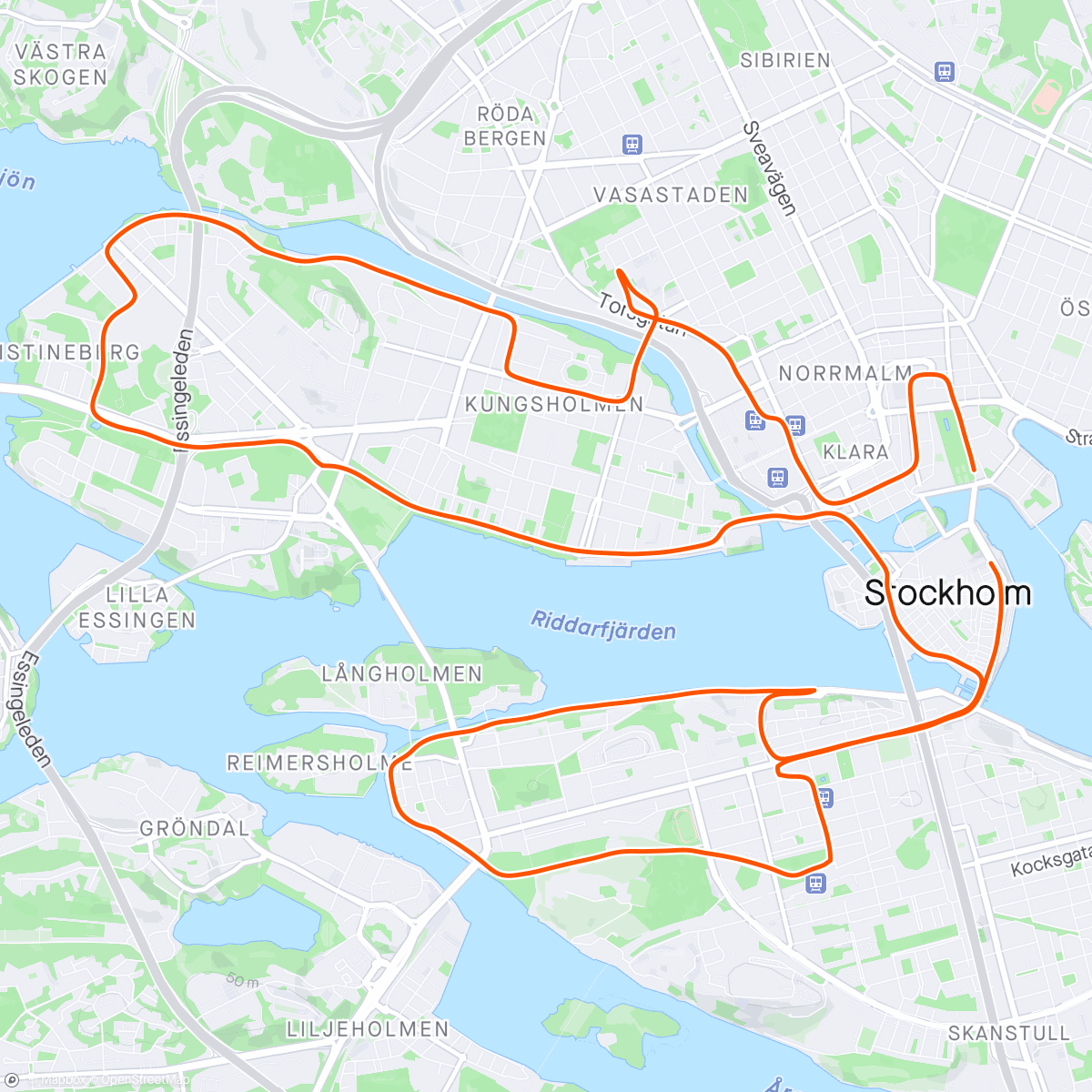 Mapa de la actividad, Stockholm Half Marathon