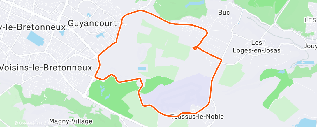 Map of the activity, Course à pied en soirée