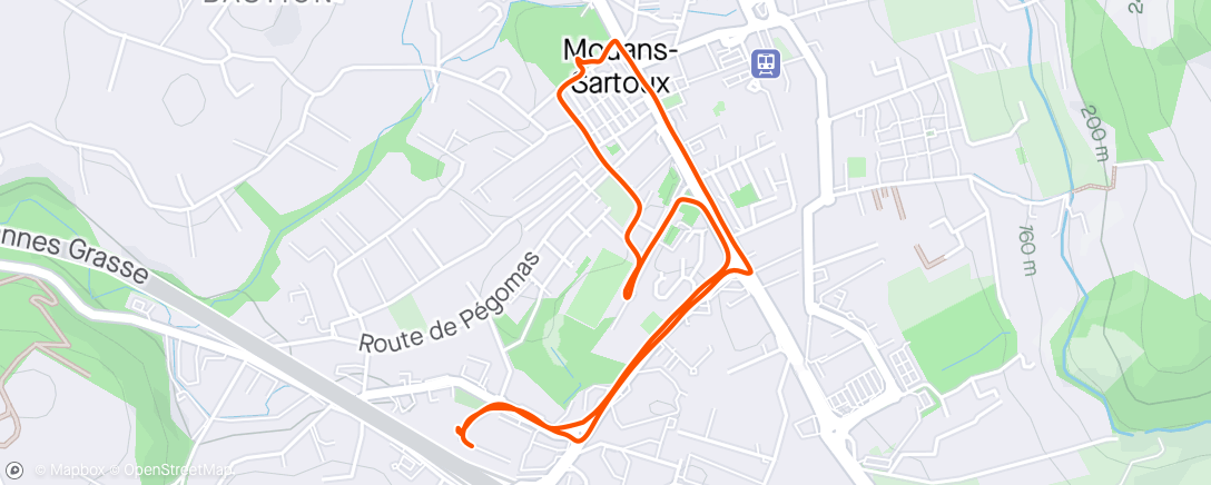 Map of the activity, Mouans-Sartoux, Course à pied en soirée