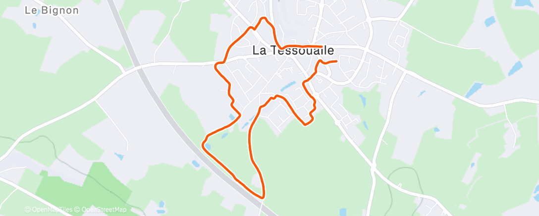 Map of the activity, Course à pied le midi