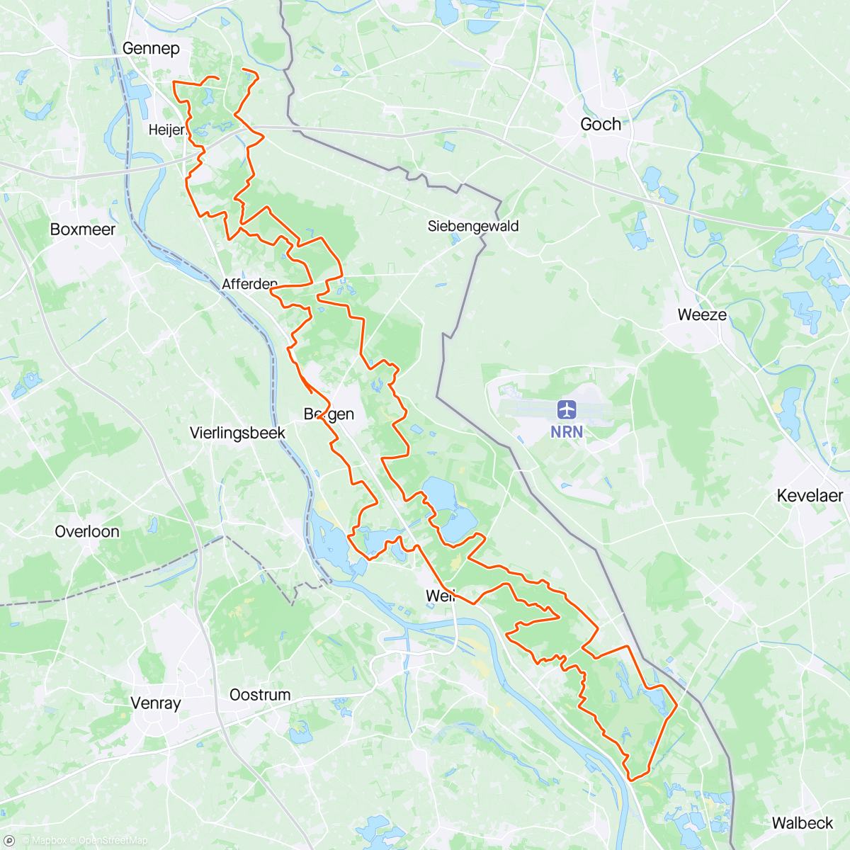 Map of the activity, Gravelride Maasduinen Deluxe