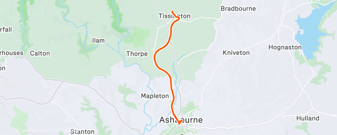 Map of the activity, Run to Ashbourne for coffee 💫