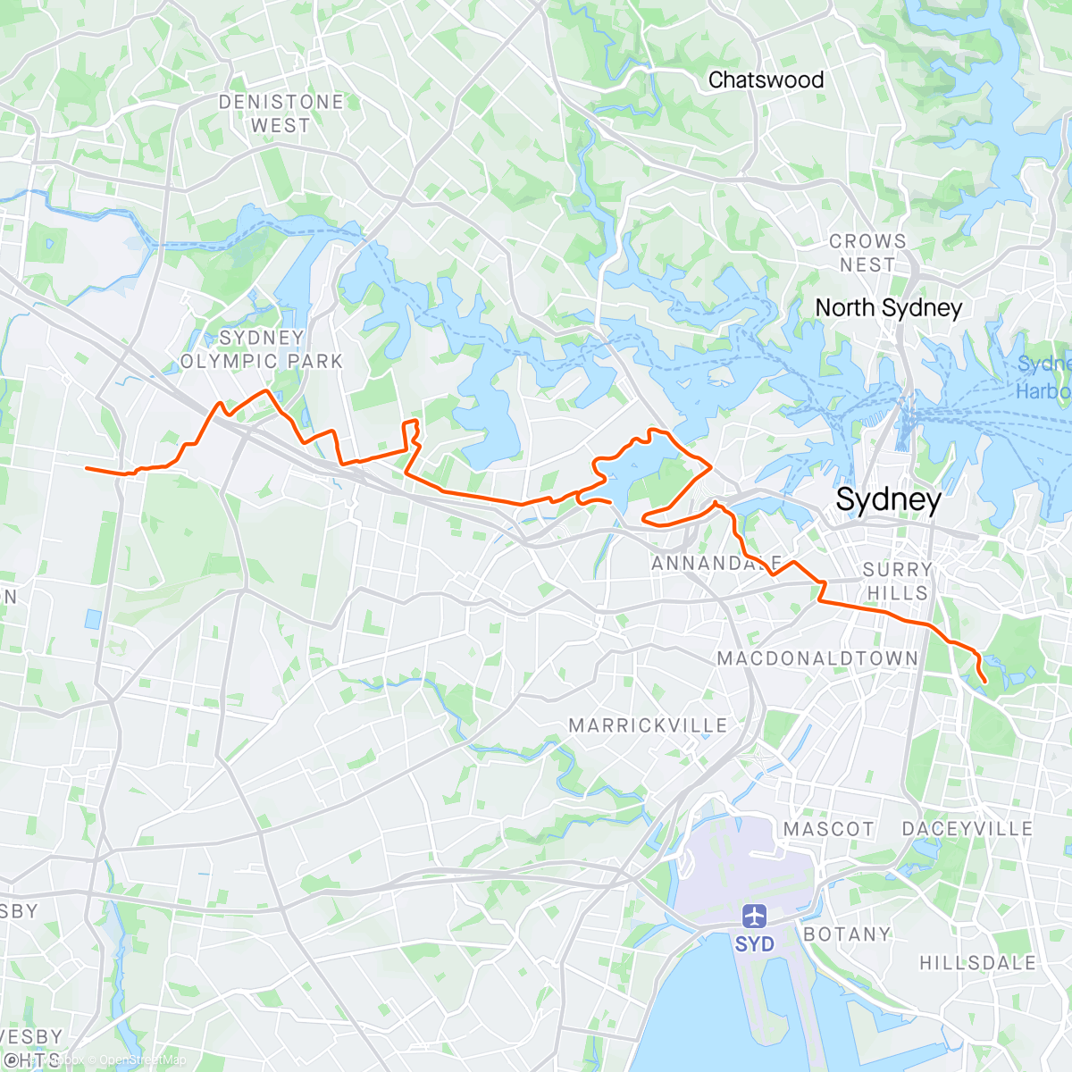Map of the activity, Ride 2 - CP to home