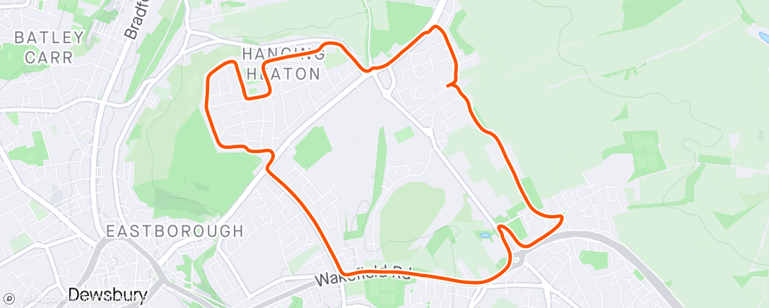 Kaart van de activiteit “Easy run, not quite the 1.5hr I should have done but better than nothing”