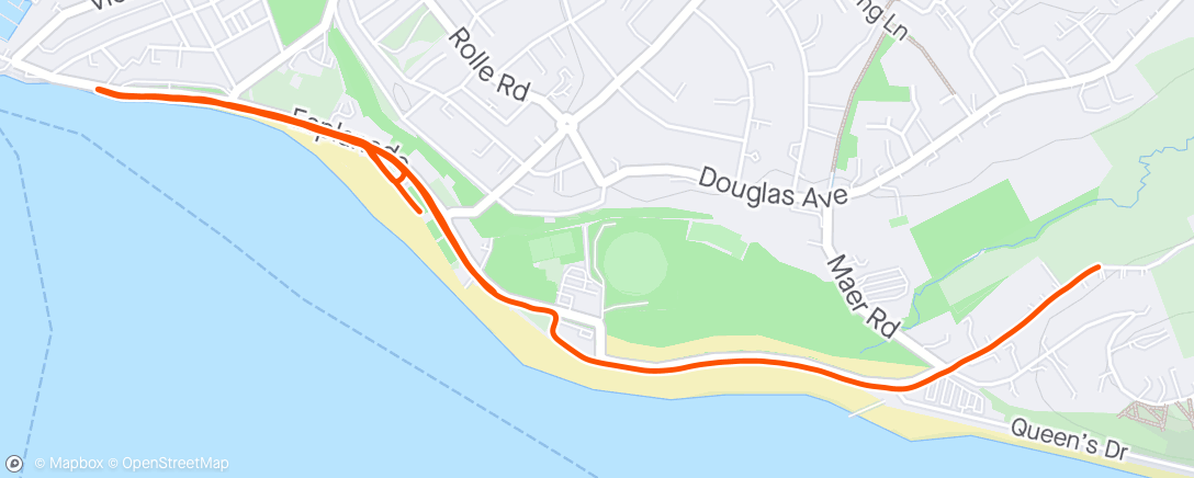 Map of the activity, Exmouth parkrun. Super congested which was good as I want to go steady but sooo busy!!!