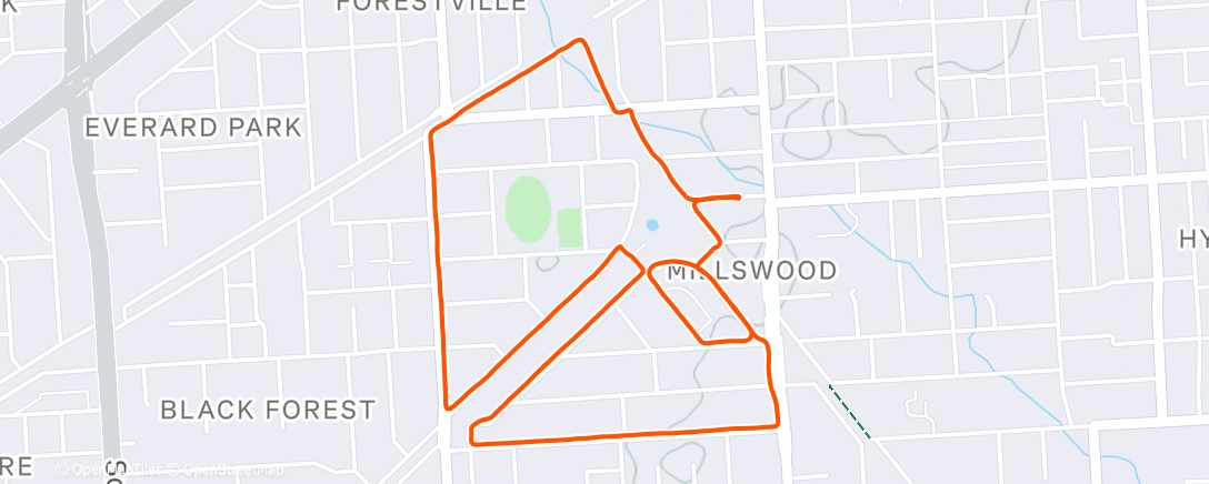 Map of the activity, Evening Run