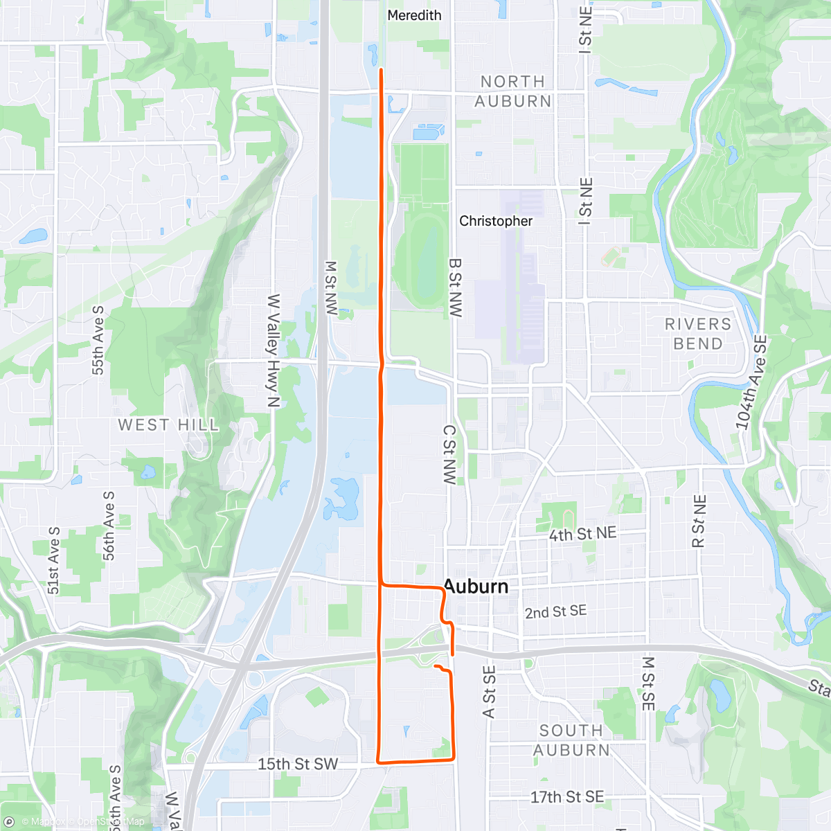 Map of the activity, Interurban Trail