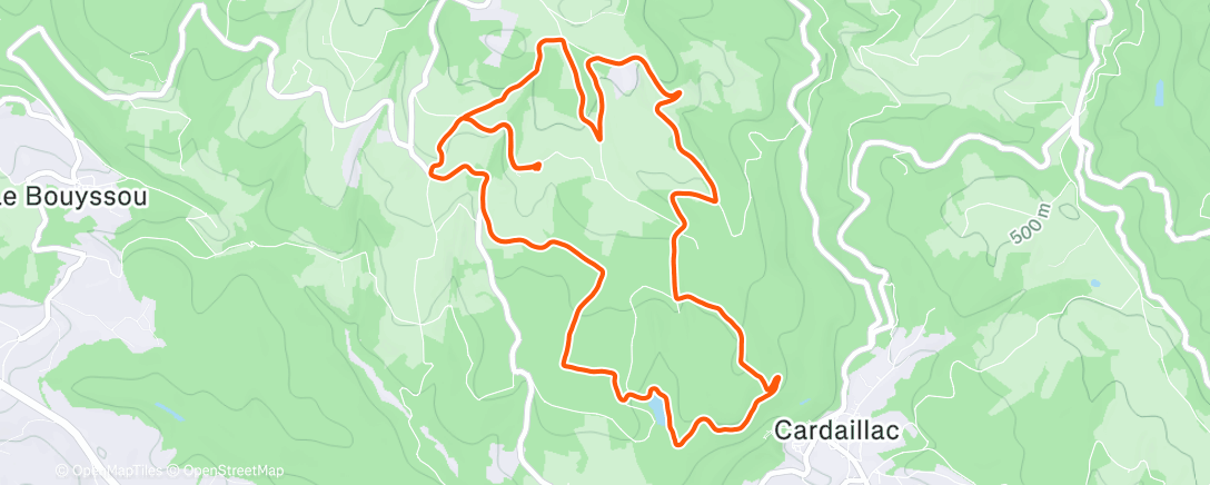 Map of the activity, Course à pied en soirée