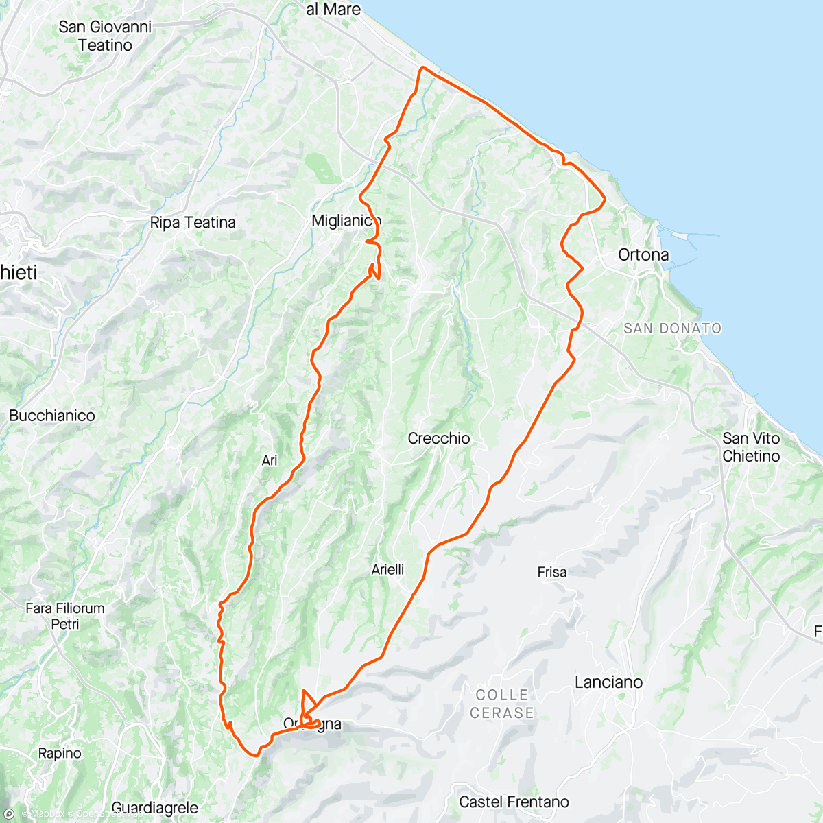 Map of the activity, Mount & Sea in Abruzzo 🇮🇹