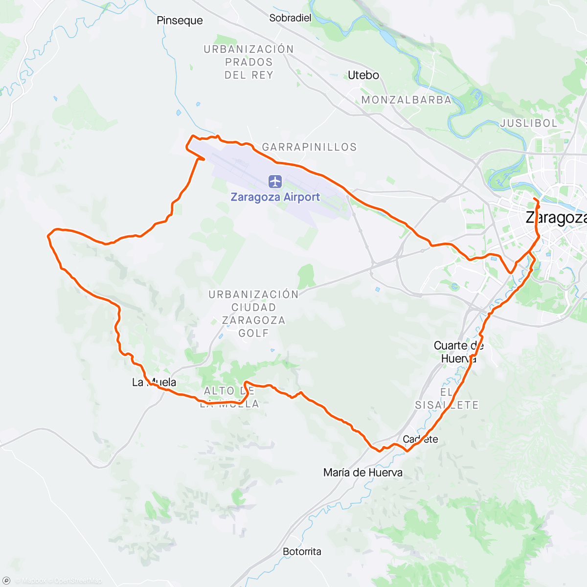 Map of the activity, Canal-Dehesa Ganaderos-Divisoria-La Muela-Chiricahuas-Cadrete#ccmtbloboszaragoza