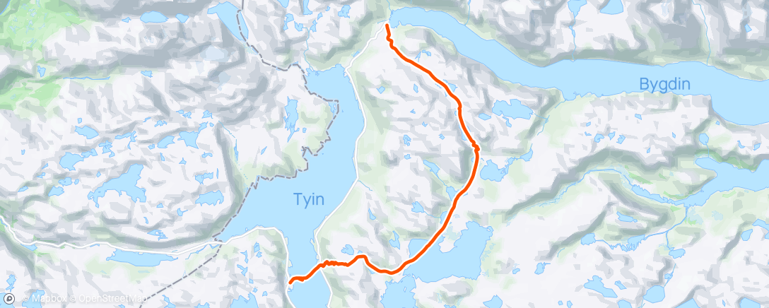 Map of the activity, Fondsbu dag 3 - Hjem til Tyin