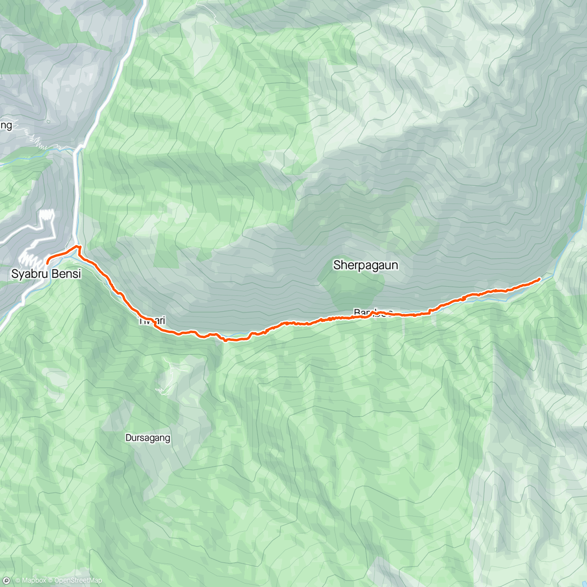 Map of the activity, Langtang laatste dag