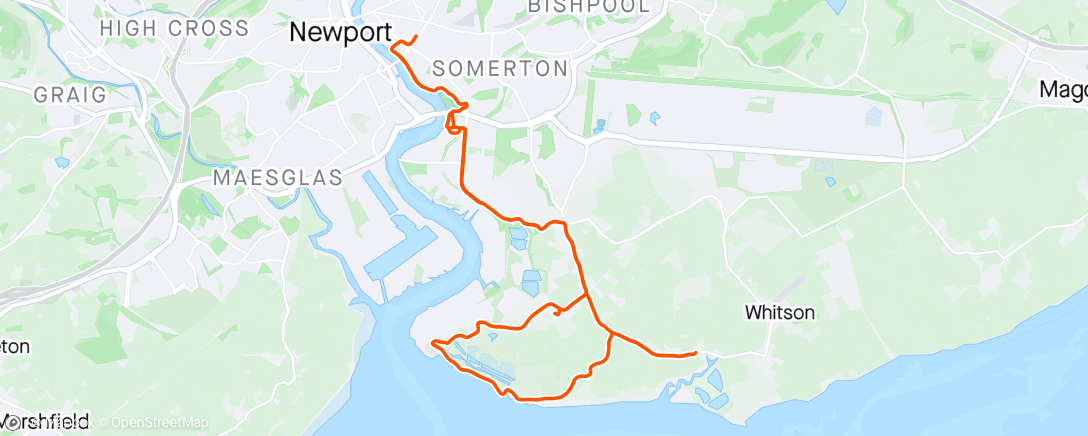 Map of the activity, Newport roundtrip