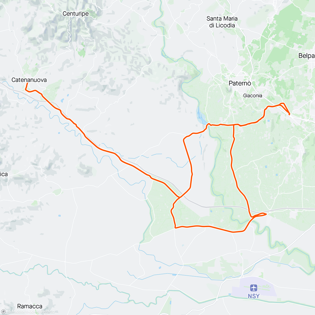 Mapa de la actividad (Etnapolis-Catenanuova 1° volta)